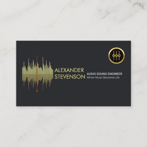 Gold Sound Frequency Wave Stylish Name Setting Business Card