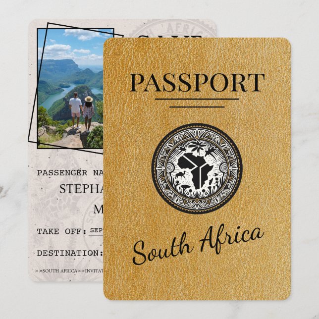 Gold South Africa Passport Save The Date (Front/Back)