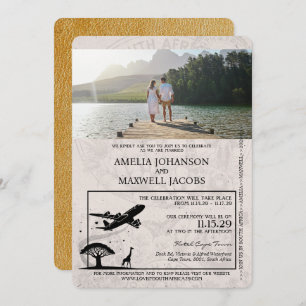 Gold South Africa Passport Wedding Invitation