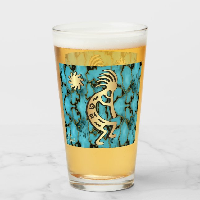 Gold Southwest Kokopelli Glass (Front Filled)