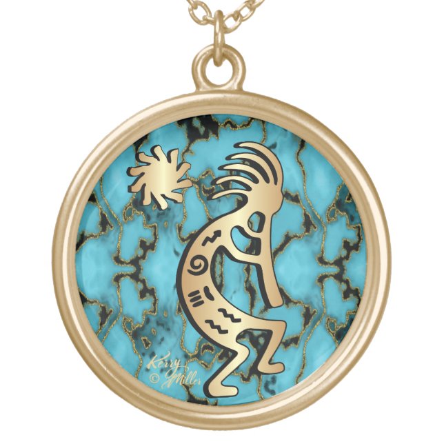 Gold Southwest Kokopelli  Gold Plated Necklace (Front)