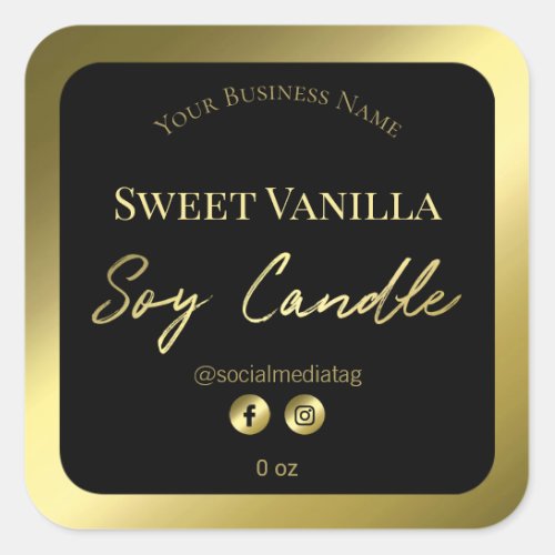 Gold Soy Candle Text Black Label