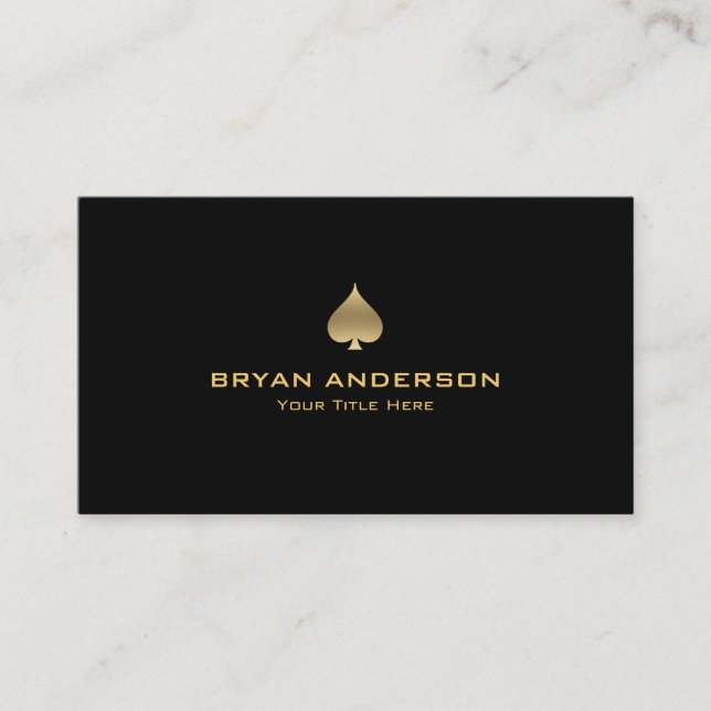 Gold Spade Symbol Business Card (Front)