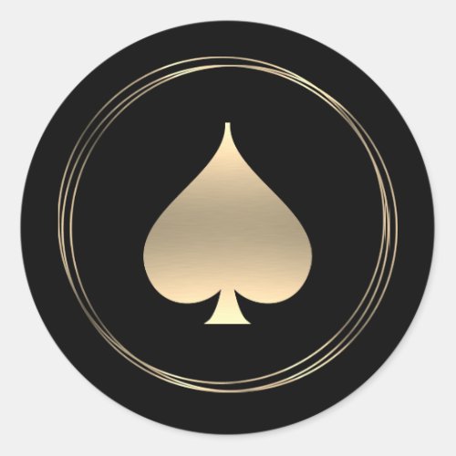 Gold Spade Symbol Classic Round Sticker