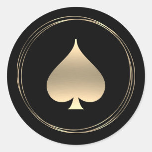 Gold Spade Symbol Classic Round Sticker