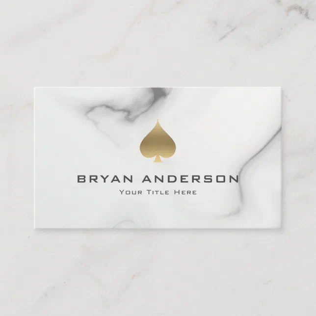 Gold Spade Symbol Marble Pattern Business Card | Zazzle