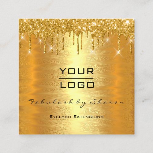 Gold Spark Makeup Artist Lash Drips MUA Logo Square Business Card