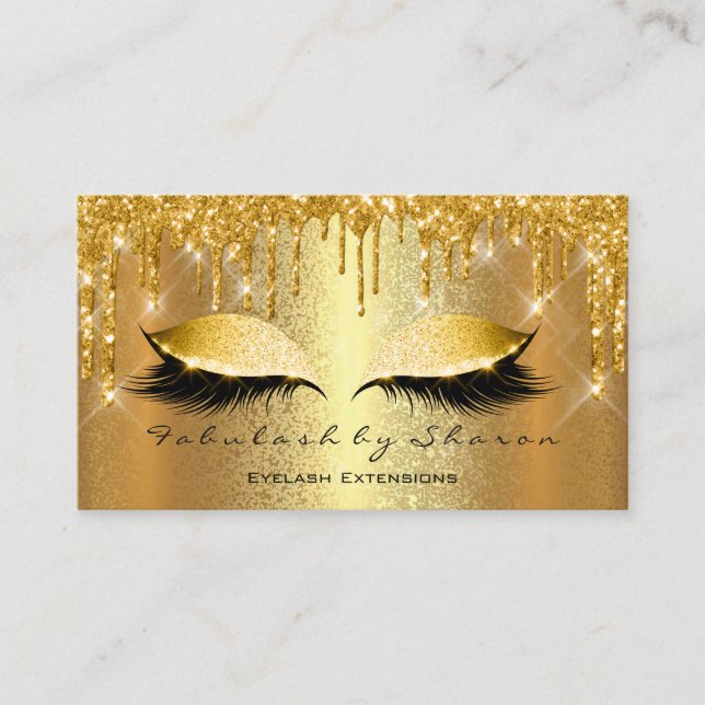 Gold Spark Makeup Artist Lashes Esthetician Business Card (Front)