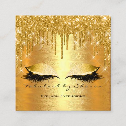 Gold Spark Makeup Artist Lashes Logo MUA Square Business Card