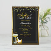 Gold Sparkle 50 Fabulous Birthday Invitation (Standing Front)