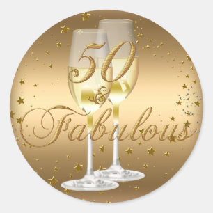 Gold Sparkle 50 & Fabulous Birthday Sticker