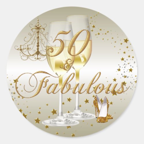 Gold Sparkle 50  Fabulous Birthday Sticker