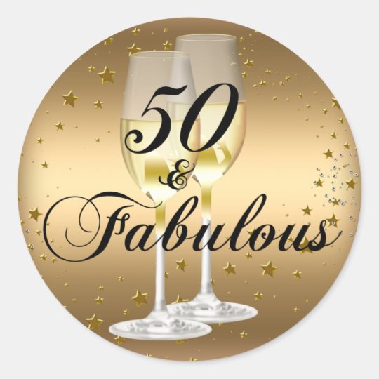 Gold Sparkle 50 Fabulous Birthday Sticker Zazzle Com