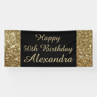 Gold Sparkle 50th Birthday Party Banner