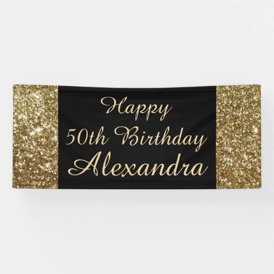 gold sparkle 50th birthday party banner zazzle com
