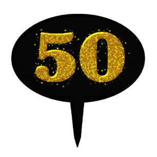 Gold Sparkle 50th Celebration Cake Topper