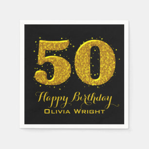 Gold Sparkle 50th Celebration Paper Napkins
