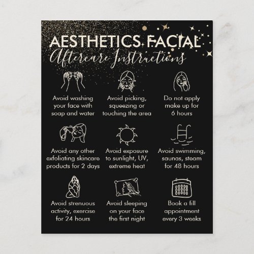 Gold Sparkle Aesthetics Facial Aftercare Budget Flyer