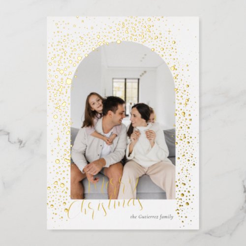 Gold Sparkle Arch Photo Foil Holiday Card
