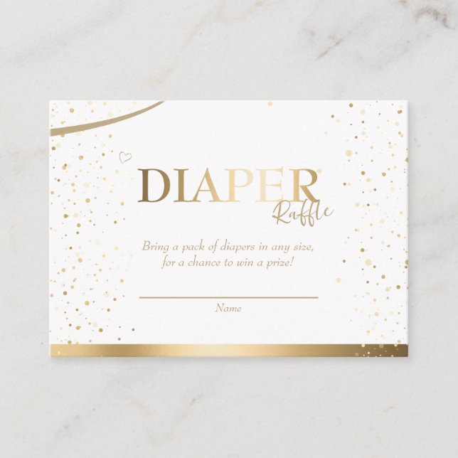 Gold Sparkle Baby Shower Diaper Raffle Enclosure Card (Front)