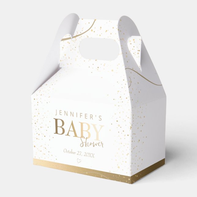 Gold Sparkle Baby Shower Favor Boxes (Front Side)