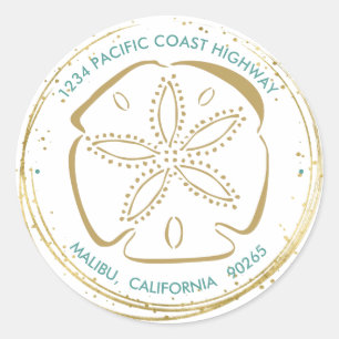 Gold Sparkle Beach Sand Dollar Return Classic Round Sticker