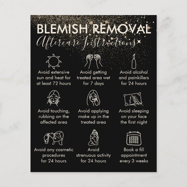 Gold Sparkle Blemish Removal aftercare Budget Flyer