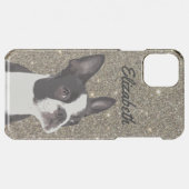 Gold Sparkle Boston Terrier Name Phone Case (Back (Horizontal))