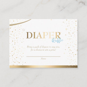 Gold Sparkle Boy Baby Shower Diaper Raffle Enclosure Card