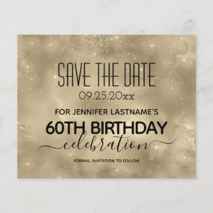 Gold Sparkle Budget 60th Birthday Save the Date Flyer