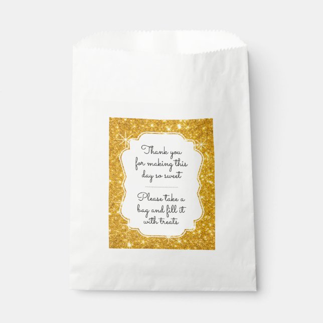 Gold Sparkle Candy Buffet Favor Bag (Front)