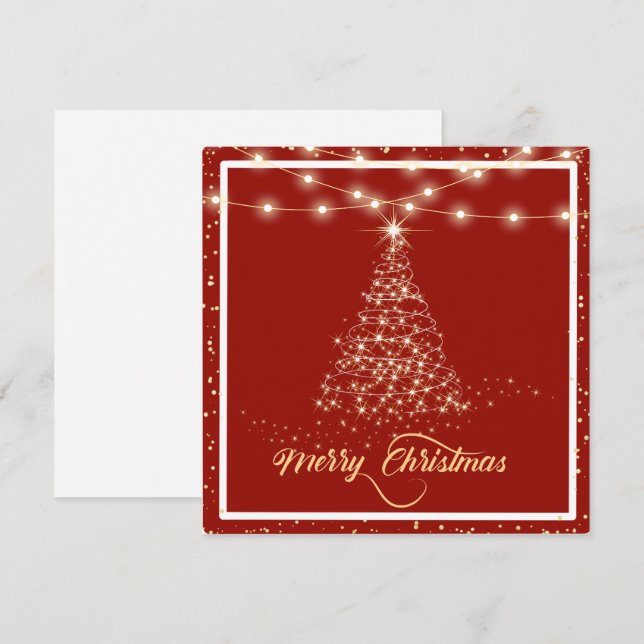Gold Sparkle Christmas Tree Holiday Greeting Card (Front/Back)