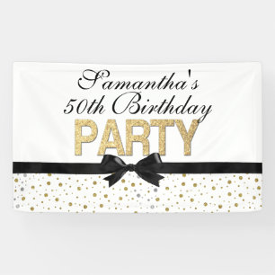 Gold Sparkle Confetti 50th Birthday Party Banner