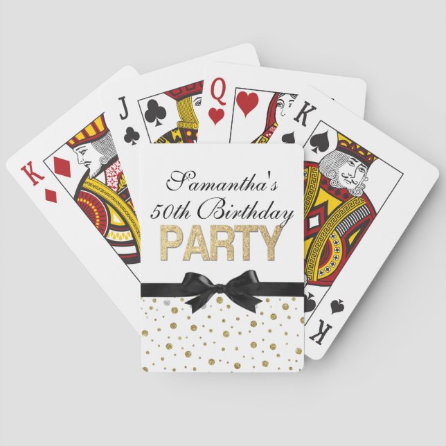 Gold Sparkle Confetti 50th Birthday Party Poker Cards (Back)