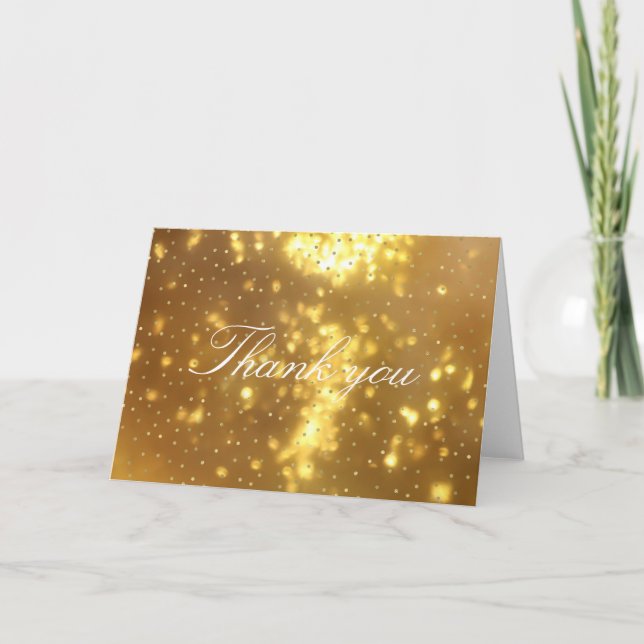 Gold Sparkle Confetti Bokeh Light Thank You (Front)