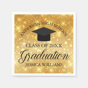 Gold Sparkle Custom Graduation Party Monogram Glam Napkins