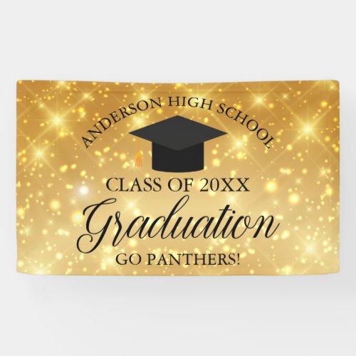 Gold Sparkle Custom High School Graduation Party Banner