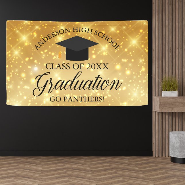 Gold Sparkle Custom High School Graduation Party Banner (Creator Uploaded)