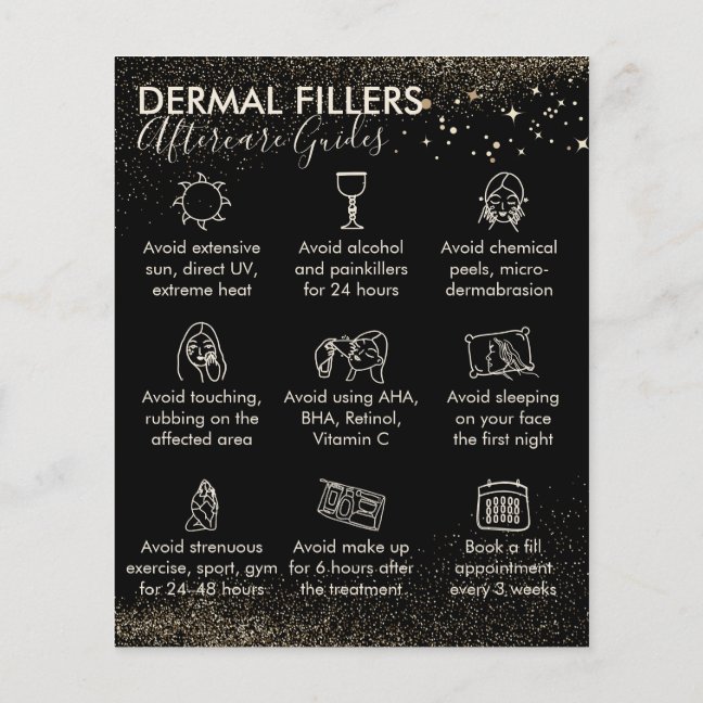 Gold Sparkle Dermal Fillers aftercare Budget Flyer