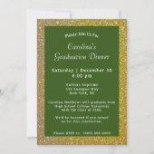 Gold Sparkle Dinner Green Graduation Invitation (Front)