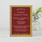 Gold Sparkle Dinner Maroon Graduation Invitation (Standing Front)