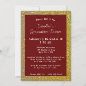 Gold Sparkle Dinner Maroon Graduation Invitation (Front)