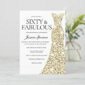 Gold Sparkle Dress 60 & Fabulous 60th Birthday Invitation (Standing Front)