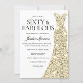 Gold Sparkle Dress 60 & Fabulous 60th Birthday Invitation (Front)
