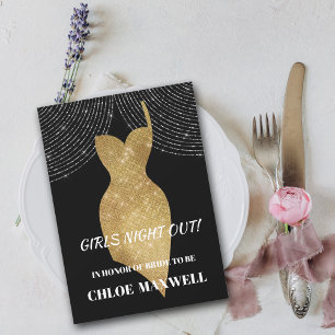 Gold Sparkle Dress Bachelorette Party Invitation