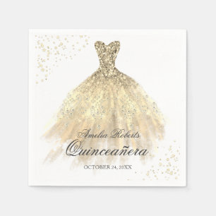 Gold Sparkle Dress Quinceanera Napkin