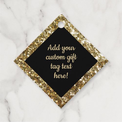 Gold Sparkle Effect Custom 50th 60 Birthday Party Favor Tags