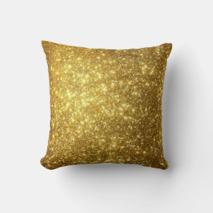 Gold Sparkle Elegant Pretty Holiday Glitter Throw Pillow