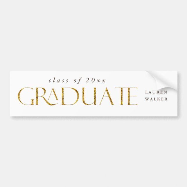 gold sparkle elegant script graduate bumper sticke sticker (Front)