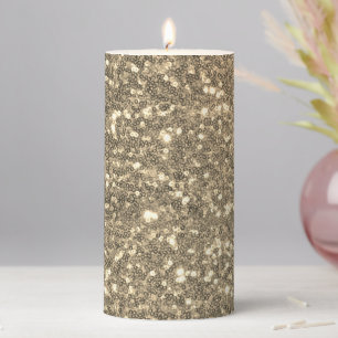 Gold Sparkle Faux Glitter Pillar Candle